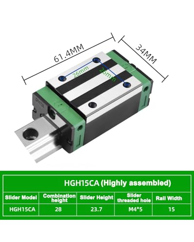 HGH15CA Linear Slider Bearing, 2pcs HGH15CA Square Bearing Slider Block, for HG15 High Assembly CNC Linear Guide for CNC Machines. - size: HGH15CA, style: Standard slider
