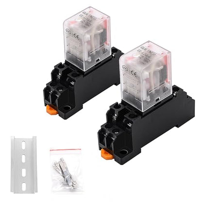 2 Pcs Electromagnetic Power Relays, Red Indicator Light - size: 8-Pin 110 VAC