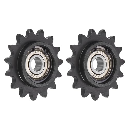 uxcell #35 Chain Idler Sprocket, 9mm Bore 3/8" Pitch 15 Tooth Sprocket Tensioner, C45 Carbon Steel 35 Roller Chain Sprocket with Bearing for ISO 06C Chain, 2Pcs - size: 49mmx9mm