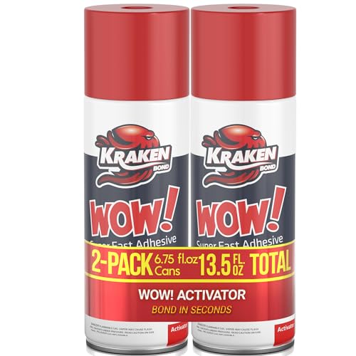 KRAKEN BOND Wow! Spray Adhesive Activator(2X6.76 Oz.) - Cyanoacrylate Super Glue Accelerator Spray for Plastic, Metal, Wood & PVC, CA Glue Activator | 2 Pack - size: 2 Pack, style: 6.76 fl. oz.