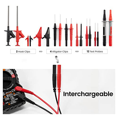 KAIWEETS KE2500 Insulation Resistance Tester Up to 200GΩ Pro Megohmmeter and KAIWEETS KET05 23PCS Multimeter Test Leads Kit with Replaceable Precision Probes Set