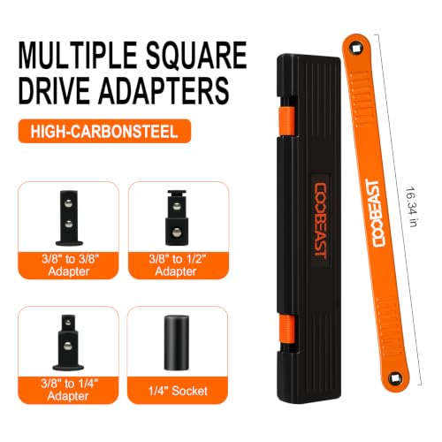 3/8 inch Pro Offset Extension Wrench Impact Wrench Extender Tool Socket Set - color: Orange, size: 16.34inch