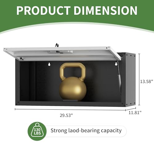 Metal Garage Wall Mounte Cabinet with 1 Up-flip Locking Door,Gray - color: Black/Gray, style: Up-flip door wall cabinet