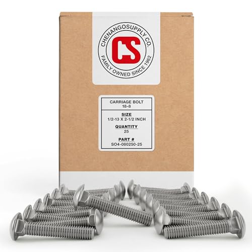 Chenango Supply 1/2-13 x 2-1/2" Stainless Carriage Bolts - size: 1/2-13 x 2-1/2"