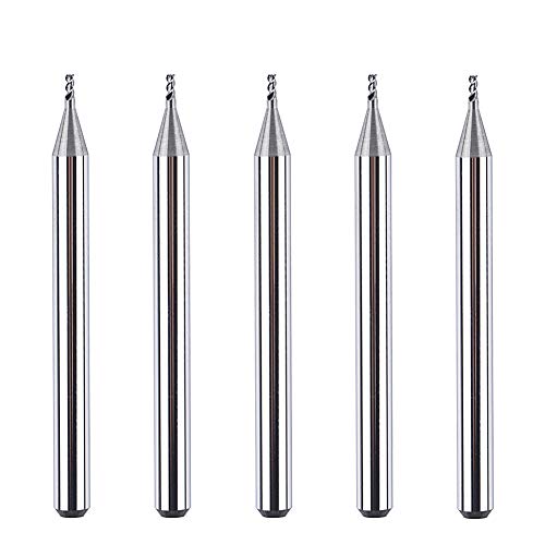 SpeTool 1/8 End Mills for Aluminum 1/32 inch Cutting Diameter 3 Flutes CNC Spiral Router Bits for Aluminum Cut Non-Ferrous Metal Upcut 1.5 inches Long 5 Pieces