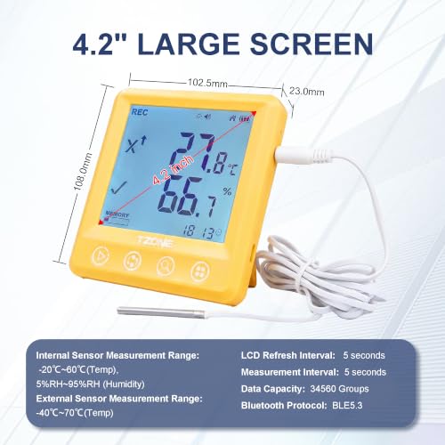 Tzone Bluetooth Temperature Humidity Data Logger USB with Dew Point Logging