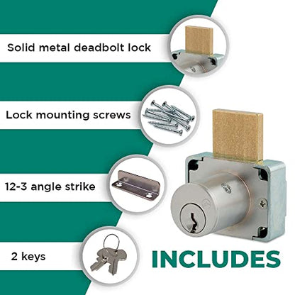 Olympus Lock 200DW Deadbolt | 1-3/8" Chrome Key Lock US26D | NATL KA915 Easily Rekeyable Drawer Lock, Keyed Alike | Grade 1 Vertical Deadbolt | Door Lock for Drawers - size: 1-3/8 barrel length, style: Key #915