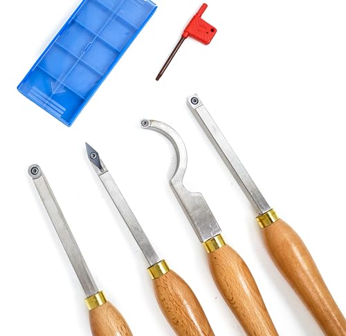 Mini Carbide Tipped Wood Lathe Turning Tools, 4pcs Combo Set