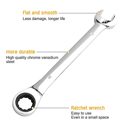 SaferCCTV Wrench Metric 19mm Ratcheting Wrench Set,Reversible Ratcheting Combination Wrench,Open Ended Ratchet - size: 19mm