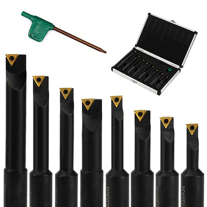 8 Pcs 3/4" Round Shank Indexable Boring Bar Set