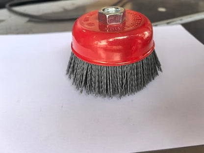 4" & 6" Abrasive Filament Nylon Bristle Cup Brush Combo – 5/8"-11 Thread Arbor, Gray 80 Grit, Heavy Duty Surface Prep, Rust & Coating Removal for Metal, Wood, Concrete, and Stone