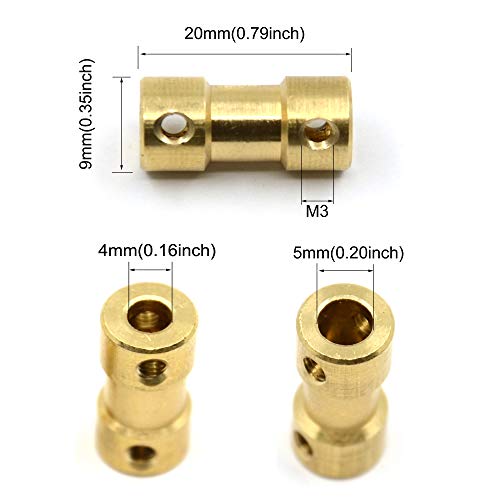 8pcs 4mm to 5mm Brass Shaft Coupling Joint Connector with Screws for Small Motor (4mm to 5mm) - size: 4mm to 5mm