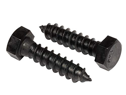 3/8" x 1-1/2" Stainless Steel Hex Lag Bolts (10 pcs) Black Oxidized in USA by Makers Bolt - size: 3/8 x 1-1/2 (10 pcs)