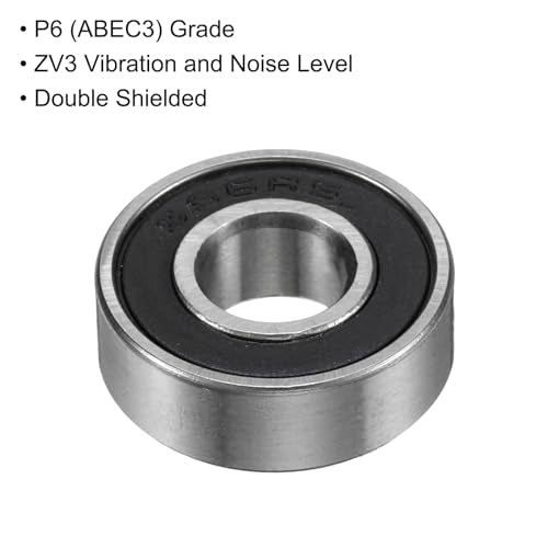uxcell 10pcs 696-2RS Bearing 6x15x5mm, Chrome Steel, Miniature, ABEC3 - size: 696-2RS