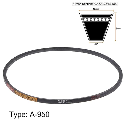 HARFINGTON A-950 V-Belts Drive Belt 950mm Inner 13mm Width 8mm Thickness Girth Rubber for Power Transmission - size: 950mm