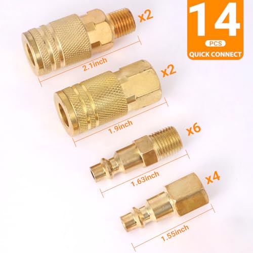 14 Pcs 1/4" Quick Connect Air Hose Fittings
