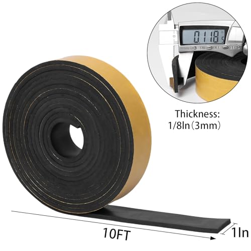 DGSL Self-Adhesive Neoprene Rubber Strip, 1" x 1/8" x 10' Roll - color: With Adhesive, size: 1" Wide x 1/8" Thick x 10' Long