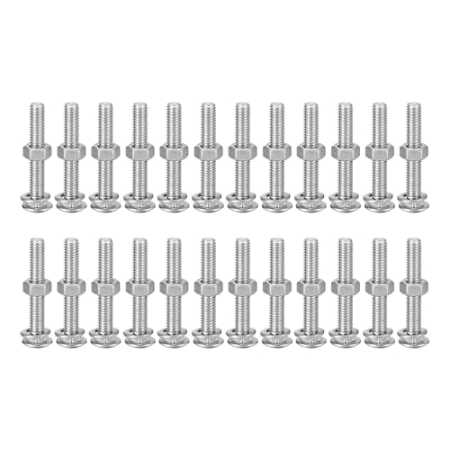 uxcell M6x40mm Square Neck Carriage Bolts with Nuts & Washers, 24Set 304 Stainless Steel Round Head Square Neck Coach Bolt Screws, Silver Tone - size: M6x40mm