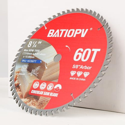 8-1/4 Inch Circular Saw Blade, 60-Tooth Carbide-Tipped Ultra-Fine Finish Professional Woodworking Blade for Smooth Cuts Compatible with Miter & Table Saws