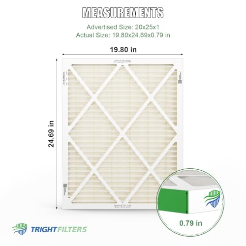 TRIGHTFILTERS 20x25x1 Air Filter MERV 11 HVAC Furnace Filter Pleated 2 Pack - size: 20x25x1