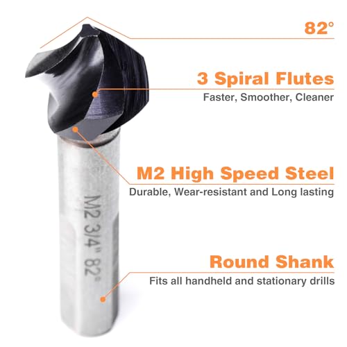 1/4"-3/4" M2 HSS Countersink Drill Bit Set 5 Pcs - size: Countersink Set (5 PCS)