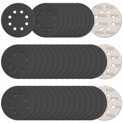 100Pcs 5 Inch Sanding Discs Hook & Loop 8-Hole Wet Dry Sandpaper 320 Grit - style: 100Pcs 320 Grit