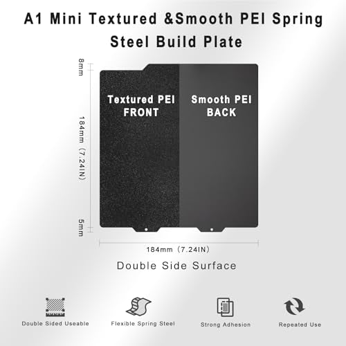 A1mini Smooth&Textured PEI Build Plate 184x184mm - color: Smooth&Textured PEI, size: 184x184mm