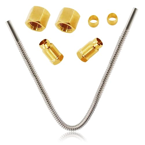 Pilot Tube Assembly Kit .Flex Tube 1/4"x 36"Stainless Steel Pilot Tube With Compression Fittings M10x1 Male Female Nut For Natural Gas.Propane Appliances - color: 1/4" x 36" Stainless Steel Flex Tube with Fitting Kit