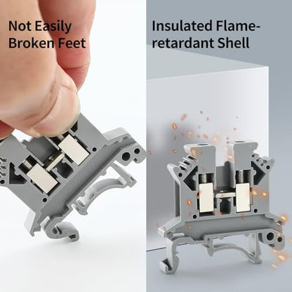100PCS UK-2.5B Din Rail Wire Terminal Block - Application for 12-22 AWG 20A 600V Electrical Cabinets Distribution Box, Solar Power System, PLC Industrial Control Automation Panel DIY CNC RV - color: 100pcs Gray