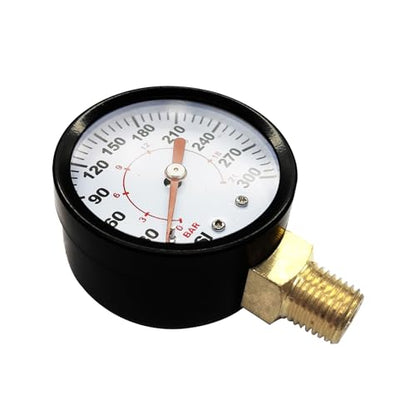 1/4" NPT 300Psi Steel Economical All Purpose Pressure Gauge with Brass Internals 2" Dial Display Bottom Mount - size: 0-300Psi (dry), style: Lower Mount-1/4"NPT