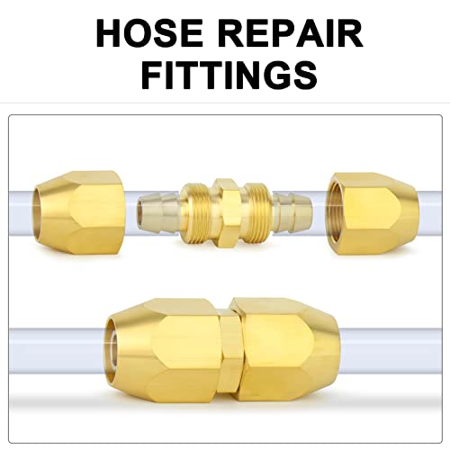 ChillWaves Brass Air Reusable Replacement Fitting,Reusable Hose Splicer 1/4" ID Polyurethane Hose（1/4" Barb）Repair Fitting(5-PACK) - size: 1/4" Barb x 1/4" Barb (1/4" ID 3/8" OD)