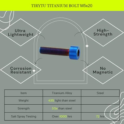 M5x20 Titanium Bolts Socket Head Cap Screw, Burnt Blue, 4PC - color: Burnt Blue, size: M5X20