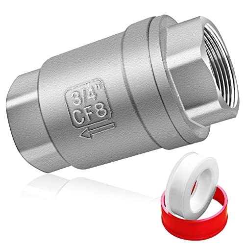 Stainless Steel 3/4 NPT Thread Non Return One Way Horizontal/Vertical Inline Water Check Valve for Well, Pump, Tank, Backflow Prevention - size: 3/4'' NPT