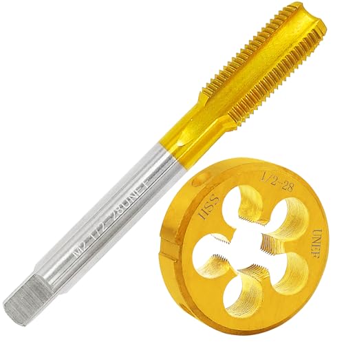 1/2-28 UNEF Tap and Die Set for Metal,M2 HSS Thread Tap and Round Die Set - size: 1/2-28UNEF
