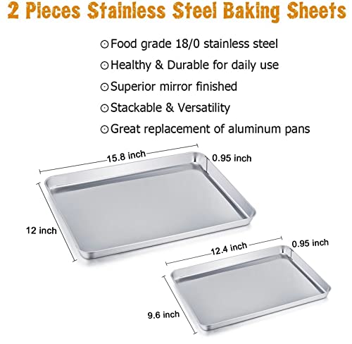 TeamFar Baking Sheet Pan, Cookie Sheet Set of 2, 16" & 12.4" - size: 16" & 12.4"