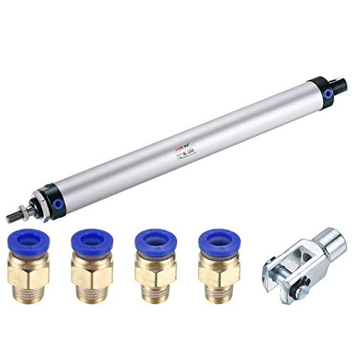MECCANIXITY Pneumatic Air Cylinder Double Action MAL32X300 32mm Bore 300mm Stroke with Y Connector and 4Pcs Quick Fitting Set - size: 32X300 mm