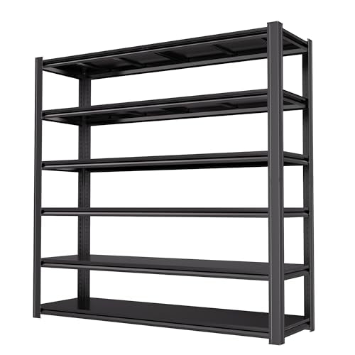 6-Tier Heavy Duty Garage Shelving, 6,000 lbs Capacity Adjustable Metal Storage Shelving Unit for Garage, Basement, Warehouse & Workshop, 62" W x 24" D x 84" H - size: 6T 62 "W x 24 "D x 84 "H