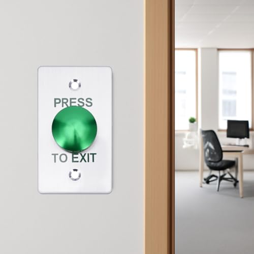 Push to Exit Button，12V DC Push to Exit Switch with LED Light, IP67 Waterproof,NC/NO/COM Outputs, Surface Mount Request-to-Exit Device for Access Control Systems (86X50-C) - color: 86X50-C