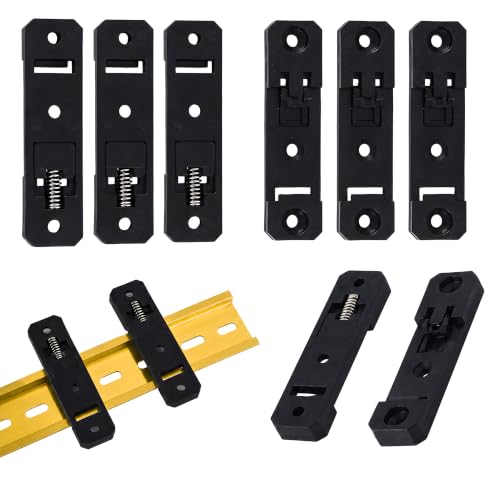 MTCELL 6 Pcs DIN Rail Mounting Brackets, Black, for 35mm DIN Rail