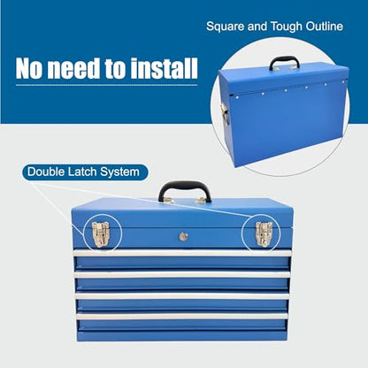 Heavy Duty Portable Tool Chest with Multiple Drawers and Locking System for Secure Tool Storage and Organization on the Go