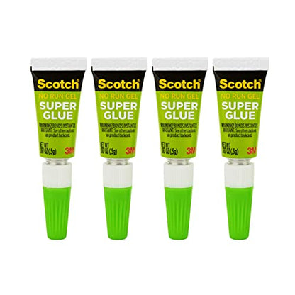 Scotch Super Glue Gel, Single-Use Tubes, .017 oz Each, Fast Drying, No Run Gel Formula (AD119) 4 Count (Pack of 2) - size: 2-Pack