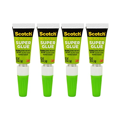 Scotch Super Glue Gel, Single-Use Tubes, .017 oz Each, Fast Drying, No Run Gel Formula (AD119) 4 Count (Pack of 2) - size: 2-Pack