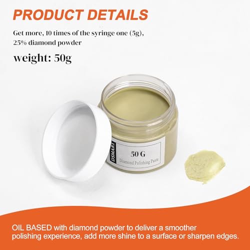 3,000 Grit Diamond Polishing Lapping Compound Polish Paste 50G (1.76 Oz) with 25% Diamond Powder (3-6 Micros) for Metal Silver Chrome Glass Scratch Removal Marble Rock Watch Jewelry Gemstone - size: 3,000 Grit