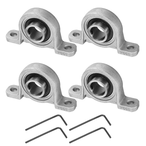 uxcell 4pcs KP003 Pillow Block Bearings 17mm Bore Bearing Units Zinc Alloy Flange Mounted Bearing Housing, P6(ABEC3) - size: KP003