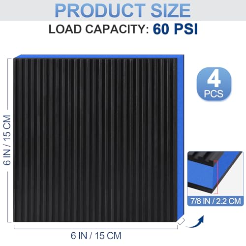 ToLanbbt 4 Pack Anti Vibration Pads for Washing Machine 6"x6", 7/8"T EVA Mechanical Damping Vibrating Sound Isolation Pad Rubber Isolator Mat for Compressor, Air Conditioner, Washer, Dryer, Treadmill - size: 6'' X 6'' X 7/8"