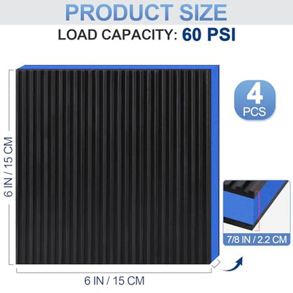 ToLanbbt 4 Pack Anti Vibration Pads for Washing Machine 6"x6", 7/8"T EVA Mechanical Damping Vibrating Sound Isolation Pad Rubber Isolator Mat for Compressor, Air Conditioner, Washer, Dryer, Treadmill - size: 6'' X 6'' X 7/8"