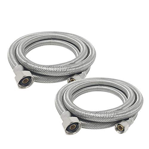 [2-Pack] PROCURU 36" (3Ft) x 3/8" Comp x 1/2" FIP Faucet Hose Connector, Stainless Steel Braided Supply Line (9SF36-2P) - size: 36 Inch