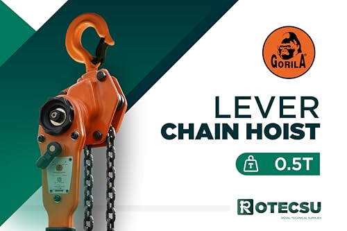 GORILA Manual Lever Hoist 360° | Manual Ratchet Chain Puller Hoist | 1100 LBS - 10FT (0,5Ton - 3m) | Safety Factor 4:1 | Since 1989 - size: 1100lbs - 10ft / 0,5t - 3m