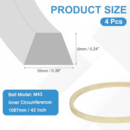 uxcell 4Pcs M43 Industrial Sewing Machine Belt 43.5" Outer Girth Rubber - size: M43
