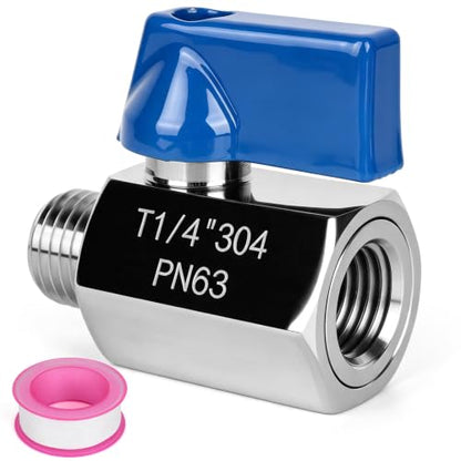 Mini Ball Valve 1/4" NPT Shut Off Valve 304 Stainless Steel Mini Ball Valves F*MNPT Mini Shut Off Valves for Water Gas Fuel Drip Irrigation Aquariums - size: 0.25 Inch